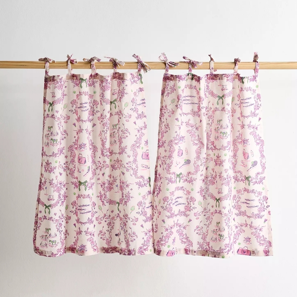 Urban Outfitters Pink Toile Cafe Curtains Set 2 NWT French Country Cottagecore